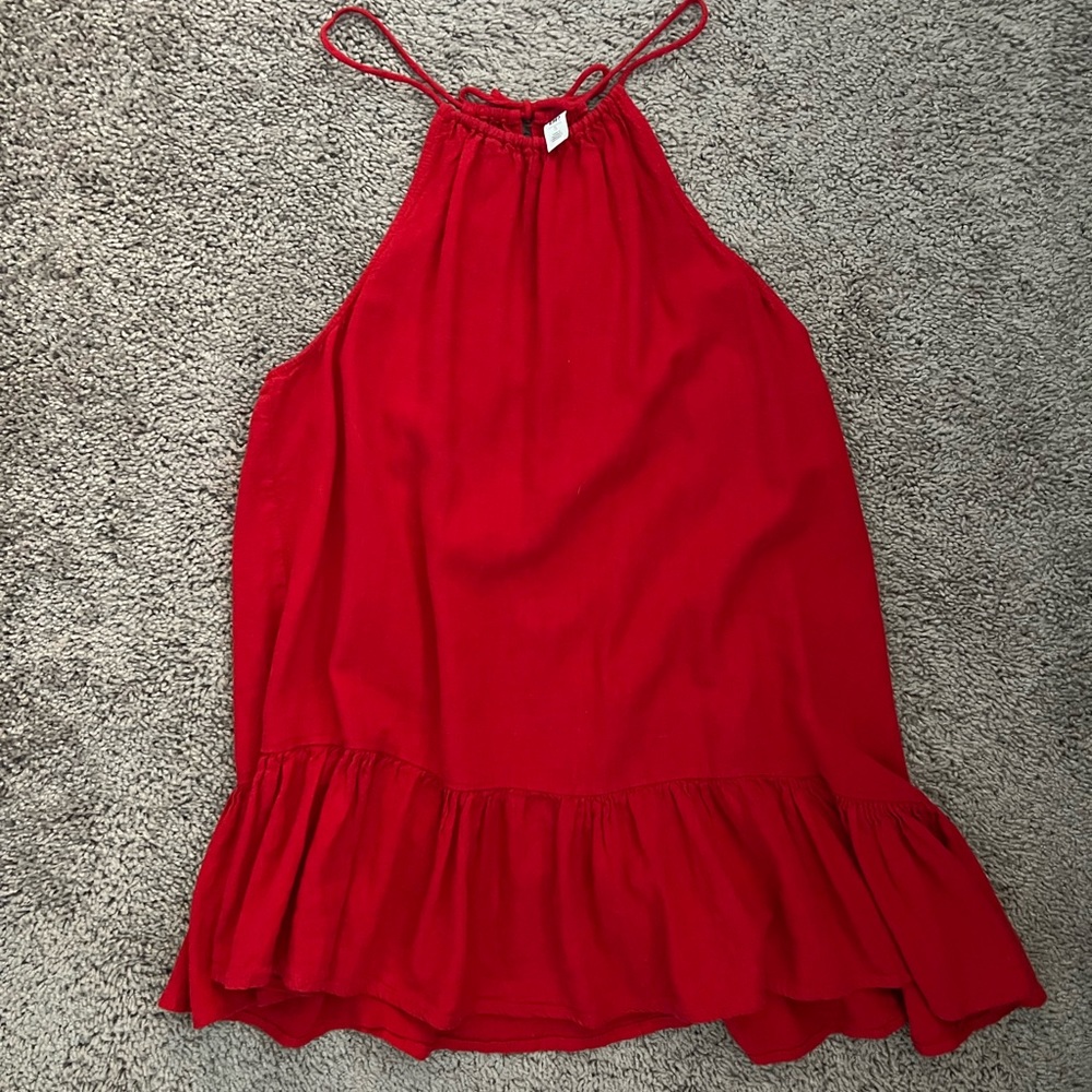 BP Asymmetrical Peplum Tank Red Size S